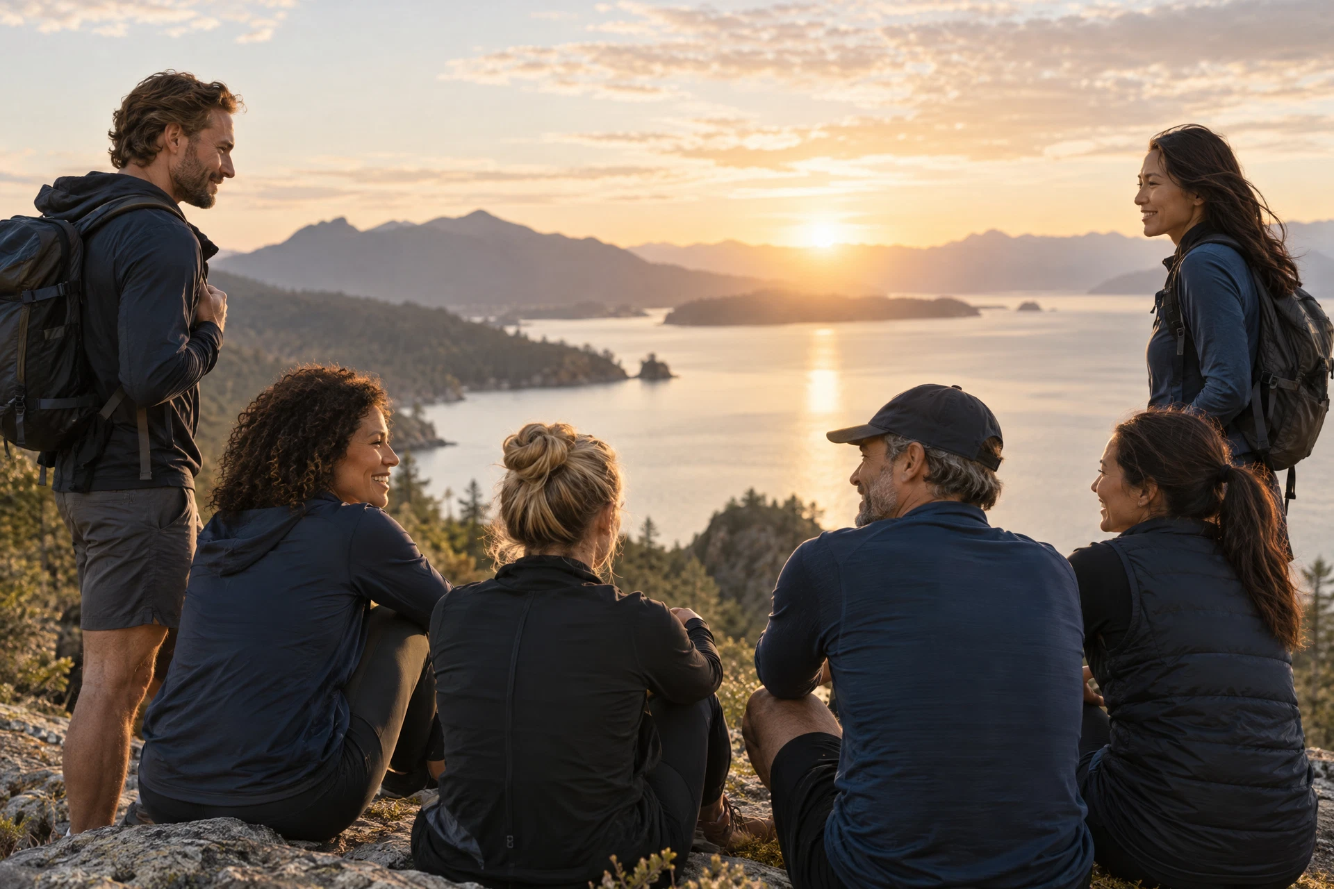 A supportive group spending time together outdoors